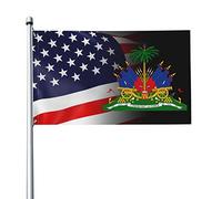Drapeau 3x5 pieds armoiries des drapeaux d'haïti bannière de couleurs vives avec œillets en laiton pour la décoration intérieure extérieure