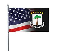 Drapeau 3x5 pieds blason des drapeaux de Guinée équatoriale bannière de couleur vive avec œillets en laiton pour la décoration intérieure et extérieure