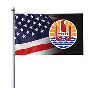 Drapeau 3x5 pieds blason des drapeaux de la Polynésie française bannière de couleurs vives avec œillets en laiton pour la décoration intérieure et extérieure