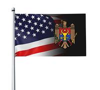 Drapeau 3x5 pieds blason des drapeaux de Moldavie bannière de couleurs vives avec œillets en laiton pour la décoration intérieure et extérieure