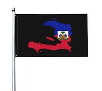 Drapeau 3x5 pieds carte d'Haïti drapeaux bannière de couleurs vives avec œillets en laiton pour la décoration intérieure extérieure