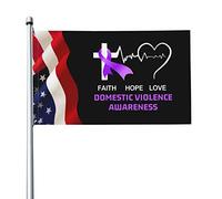 Drapeau 3x5 pieds, drapeaux de sensibilisation à la violence domestique, bannière de couleurs vives avec œillets en laiton pour décoration intérieure et extérieure
