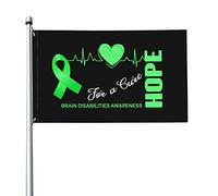 Drapeau 3x5 pieds Espoir pour une guérison des handicaps cérébraux Drapeaux de sensibilisation Bannière de couleurs vives avec œillets en laiton pour la décoration intérieure et extérieure