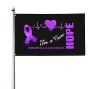 Drapeau 3x5 pieds Hope for a Cure drapeaux de sensibilisation à la fibromyalgie bannière de couleurs vives avec œillets en laiton pour la décoration intérieure et extérieure