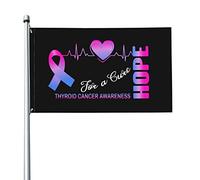 Drapeau 3x5 pieds Hope for a Cure drapeaux de sensibilisation au cancer de la thyroïde bannière de couleurs vives avec œillets en laiton pour la décoration intérieure et extérieure