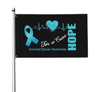 Drapeau 3x5 pieds Hope for a Cure drapeaux de sensibilisation au cancer du col de l'utérus bannière de couleurs vives avec œillets en laiton pour la décoration intérieure et extérieure