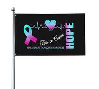 Drapeau 3x5 pieds Hope for a Cure drapeaux de sensibilisation au cancer du sein masculin bannière de couleurs vives avec œillets en laiton pour la décoration intérieure et extérieure