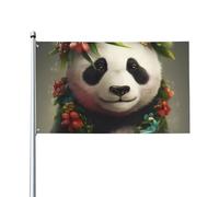 Drapeau 3x5 pieds Printemps été Extérieur Panda Portant une Guirlande Bannière avec ?illets Polyester Personnalisé Jardin Maison Décoration Maison Vacances pour Cour Pelouse Porche