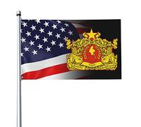 Drapeau 3x5 pieds sceau d'état des drapeaux du Myanmar bannière de couleurs vives avec œillets en laiton pour la décoration intérieure extérieure
