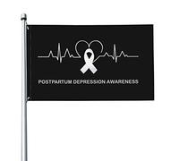 Drapeau 3x5 pieds sensibilisation à la dépression post-partum drapeaux de battement de coeur bannière de couleur vive avec œillets en laiton pour la décoration intérieure extérieure