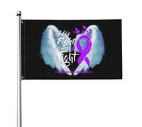 Drapeau 3x5 pieds Son combat est notre combat Drapeaux de sensibilisation à la fibromyalgie Bannière de couleurs vives avec œillets en laiton pour la décoration intérieure et extérieure