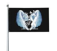Drapeau 3x5 pieds Son combat est notre lutte contre le cancer du poumon Drapeaux de sensibilisation aux couleurs vives Bannière avec œillets en laiton pour la décoration intérieure et extérieure