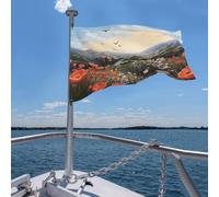 Drapeau 4 x 6 pieds Oiseaux volant au-dessus des champs de fleurs Drapeau toutes saisons p