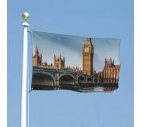 Drapeau 47x70 pouces Big Ben et le Parlement, drapeau de bord de rivière, drapeau de maison, bannière de vacances amusante, drapeau vertical double face pour extérieur, drapeaux de jardin d'été ave