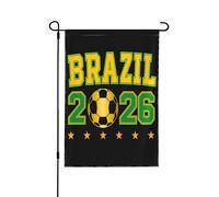 Drapeau 6 étoiles Brésil 2026, supporter du Brésil, ballon de football, Coupe du monde 2026, bannière double face 30 x 45 cm (12 x 18 pouces), sans mât