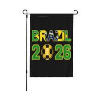 Drapeau 6 étoiles Brésil 2026, supporter du Brésil, ballon de football, Coupe du monde 2026, bannière double face 30 x 45 cm (12 x 18 pouces), sans mât