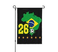 Drapeau 6 étoiles Brésil 2026, supporter du Brésil, ballon de football, Coupe du monde 2026, bannière double face 30 x 45 cm (12 x 18 pouces), sans mât