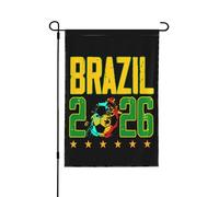 Drapeau 6 étoiles Brésil 2026, supporter du Brésil, ballon de football, Coupe du monde 2026, bannière double face 30 x 45 cm (12 x 18 pouces), sans mât