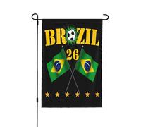 Drapeau 6 étoiles Brésil 2026, supporter du Brésil, ballon de football, Coupe du monde 2026, bannière double face 30 x 45 cm (12 x 18 pouces), sans mât