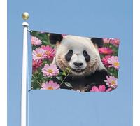 Drapeau 60x96 pouces Panda Rose Fleuri, Drapeau de Maison, Bannière de Fêtes Amusante, Drapeau d'Extérieur Vertical Double Face avec Œillets en Laiton, Grand Drapeau de Jardin pour Décoration Intér