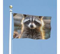 Drapeau 61 x 89 cm avec un adorable raton laveur, drapeau de maison, bannière de vacances amusante, drapeau vertical double face pour extérieur, drapeaux de jardin d'été avec œillets en laiton, gra