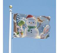 Drapeau 61 x 89 cm Chat Bonhomme de Neige, Drapeau de Maison, Bannière de Fêtes Amusante, Drapeau d'Extérieur Vertical Double Face avec Œillets en Laiton, Grand Drapeau de Jardin pour Décoration In