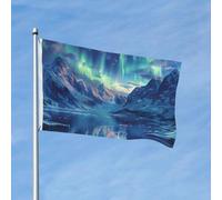 Drapeau 90 x 150 cm - Décoration de jardin - Bannière robuste - Aurore boréale - Bannière d'extérieur avec 2 œillets - Drapeaux de bienvenue pour les vacances en toutes saisons