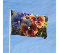 Drapeau 90 x 150 cm - Décoration de jardin - Bannière robuste - Bannière de pensée - Bannière d'extérieur avec 2 œillets - Drapeaux de bienvenue pour les vacances en toutes saisons