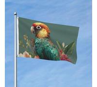 Drapeau 90 x 150 cm - Décoration de jardin - Bannière robuste - Fleurs tropicales - Feuille - Perroquet - Bannière d'extérieur avec 2 œillets - Drapeaux de bienvenue pour les vacances en toutes