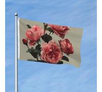 Drapeau 90 x 150 cm - Décoration de jardin - Bannière robuste - Roses rouges - Bannière d'extérieur avec 2 œillets - Drapeaux de bienvenue pour les vacances en toutes saisons