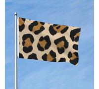 Drapeau 90 x 150 cm - Décoration d'extérieur - Drapeau de jardin robuste - Imprimé léopard - En polyester 200D - Bannière de cour avec 2 œillets - Bannière d'intérieur et d'extérieur pour les vacances