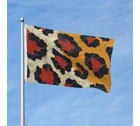 Drapeau 90 x 150 cm - Décoration d'extérieur - Drapeau de jardin robuste - Imprimé léopard marron - Bannière de cour en polyester 200D avec 2 œillets - Bannière d'intérieur et d'extérieur pour les