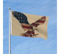 Drapeau 90 x 150 cm - Décoration d'extérieur robuste - Drapeau de jardin américain - Drapeau d'aigle américain - Bannière de cour en polyester 200D avec 2 œillets - Bannière d'intérieur et d'extérieur