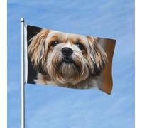 Drapeau 90 x 150 cm - Décoration d'extérieur robuste - Drapeau de jardin Shih Tzu - En polyester 200D - Bannière de cour avec 2 œillets - Bannière d'intérieur et d'extérieur pour les vacances en