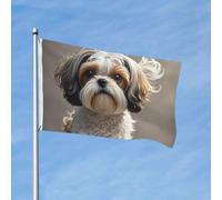 Drapeau 90 x 150 cm - Décoration d'extérieur robuste - Drapeau de jardin Shih Tzu - En polyester 200D - Bannière de cour avec 2 œillets - Bannière d'intérieur et d'extérieur pour les vacances en