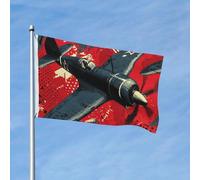 Drapeau 90 x 150 cm - Décoration d'extérieur robuste - Drapeaux de jardin - Avion de la guerre mondiale - En polyester 200D - Bannière de cour avec 2 œillets - Bannière d'intérieur et d'extérieur pour