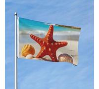 Drapeau 90 x 150 cm - Décoration d'extérieur robuste - Drapeaux de jardin, de plage, coquillages, étoiles de mer, bannière de cour en polyester 200D avec 2 œillets - Bannière d'intérieur et