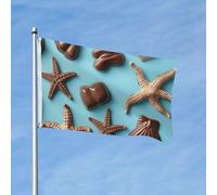 Drapeau 90 x 150 cm - Décoration d'extérieur robuste - Drapeaux de jardin en coquillages et étoiles de mer - En polyester 200D - Bannière de cour avec 2 œillets - Bannière d'intérieur et d'extérieur