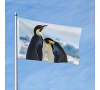 Drapeau 90 x 150 cm - Décoration d'extérieur robuste - Drapeaux de jardin jeunes pingouins - En polyester 200D - Bannière de cour avec 2 œillets - Bannière d'intérieur et d'extérieur pour les vacances