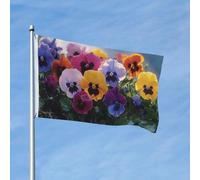 Drapeau 90 x 150 cm - Décoration d'extérieur robuste - Drapeaux de jardin - Pensées - En polyester 200D - Bannière de cour avec 2 œillets - Bannière d'intérieur et d'extérieur pour les vacances en