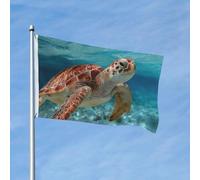 Drapeau 90 x 150 cm - Décoration d'extérieur robuste - Tortue de mer dans l'eau - En polyester 200D - Bannière de cour avec 2 œillets - Bannière d'intérieur et d'extérieur pour les vacances en toutes