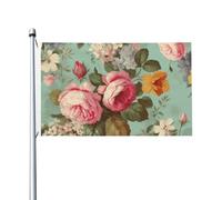 Drapeau 90 x 152 cm double face pour décoration d'extérieur, drapeaux floraux vintage 200D, drapeaux de jardin lourds œillets en laiton, bannière extérieure de cour pour les vacances