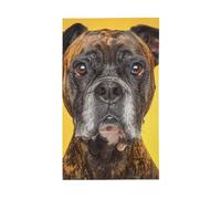 Drapeau 90 x 152 cm double face pour l'extérieur - Grande bannière de vacances avec 2 œillets en laiton - Portrait de chien bringé - Pour toutes les saisons - Drapeaux de jardin pour cour, pelouse