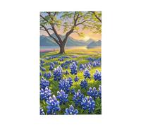Drapeau 90 x 152 cm double face pour l'extérieur - Grande bannière de vacances avec 2 œillets en laiton - Drapeau de paysage du Texas Bluebonnets - Pour toutes les saisons - Drapeaux de jardin pour
