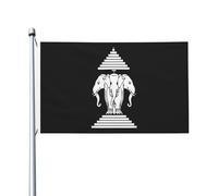Drapeau 90X150cm, Éléphant à trois têtes du Laos Double Couture Drapeaux Couleurs Vives Bannière Extérieure pour Anniversaire Fête Balcon