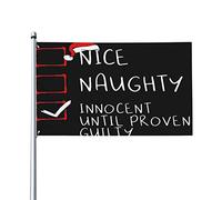 Drapeau 90X150cm, Gentil, coquin, innocent jusqu'à preuve du contraire Noël Résistant à la Décoloration Drapeaux Couleurs Vives Suspendus Fanion pour Maison Décorations Extérieur