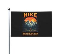 Drapeau 90X150cm, Graphique « Randonnée parce que les gens sont nuls » Résistants aux Intempéries Drapeau Pirate Personnalisé Bannière Extérieure pour Balcon Décorations Maison