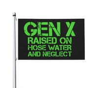 Drapeau 90X150cm, La génération X a grandi avec de l'eau et de la négligence Humour Génération X Décoratifs Drapeaux Double Couture Bannière Extérieure pour Bar Jardin Balcon