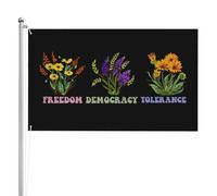 Drapeau 90X150cm, Liberté Démocratie Tolérance Tout Subtil Résistant à la Décoloration Drapeau de Jardin avec œillets Bruant pour Décorations Fête Maison