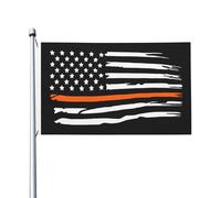 Drapeau 90X150cm, Ligne orange mince Recherche Sauvetage Américain Décoratifs Drapeaux avec œillets Suspendus Fanion pour Décorations Restaurant Anniversaire